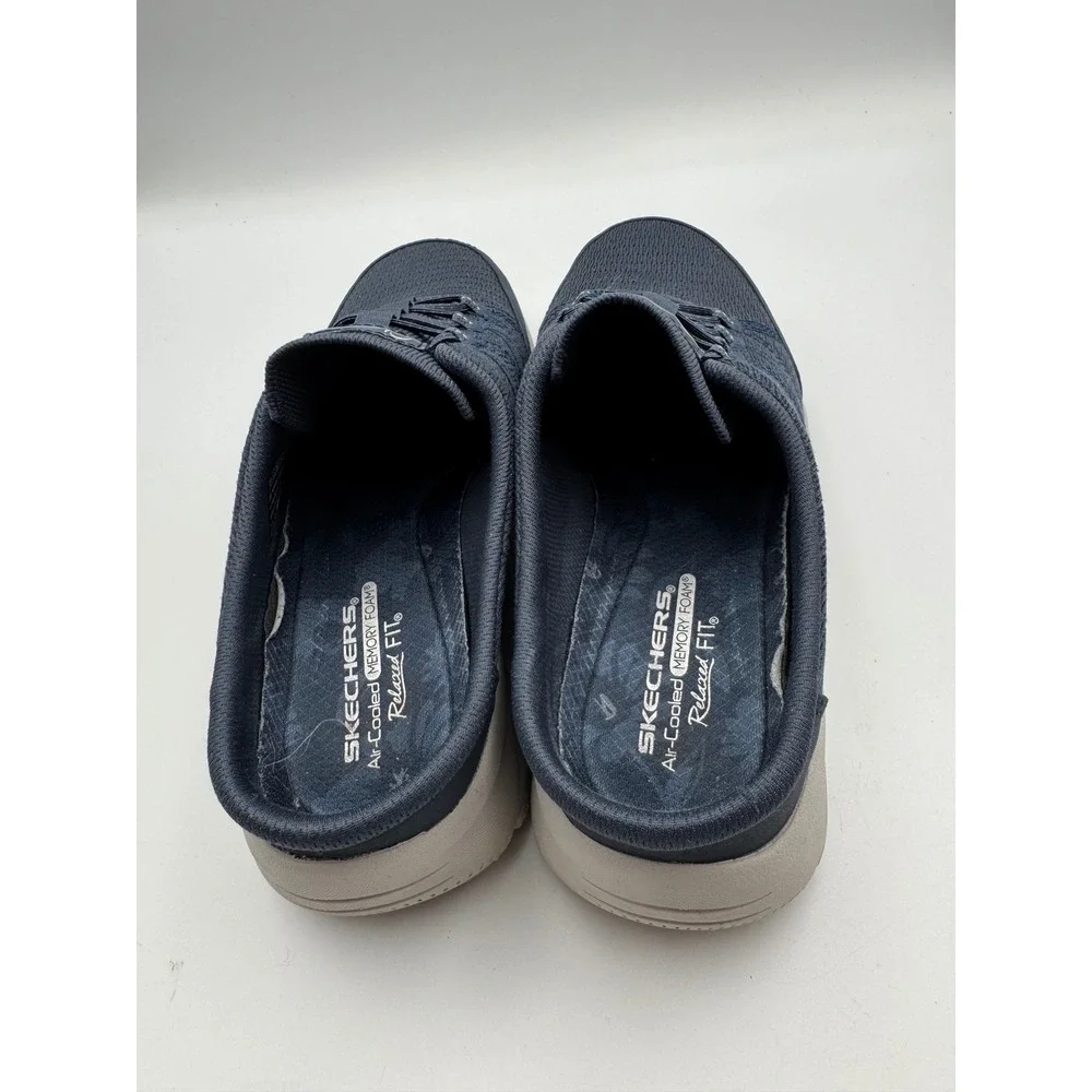 Skechers Relaxed Fit Navy Blue Mule Sneakers Air-Cooled Memory Foam 100860 8.5‎